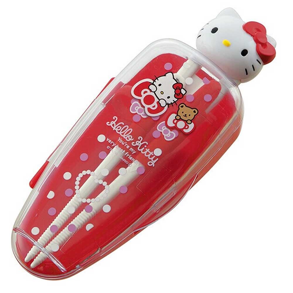 Hello Kitty Deluxe Training Chopsticks with Case (Red)