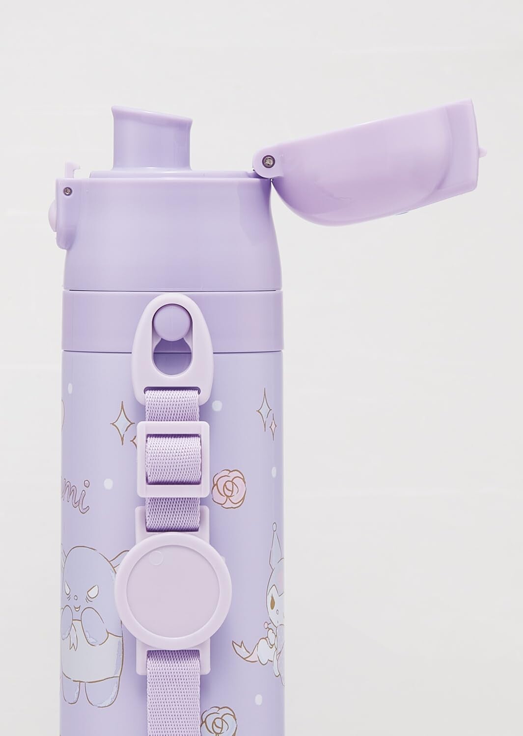 Kuromi Stainless Steel Flask Water Bottle with Shoulder Strap (470ml)