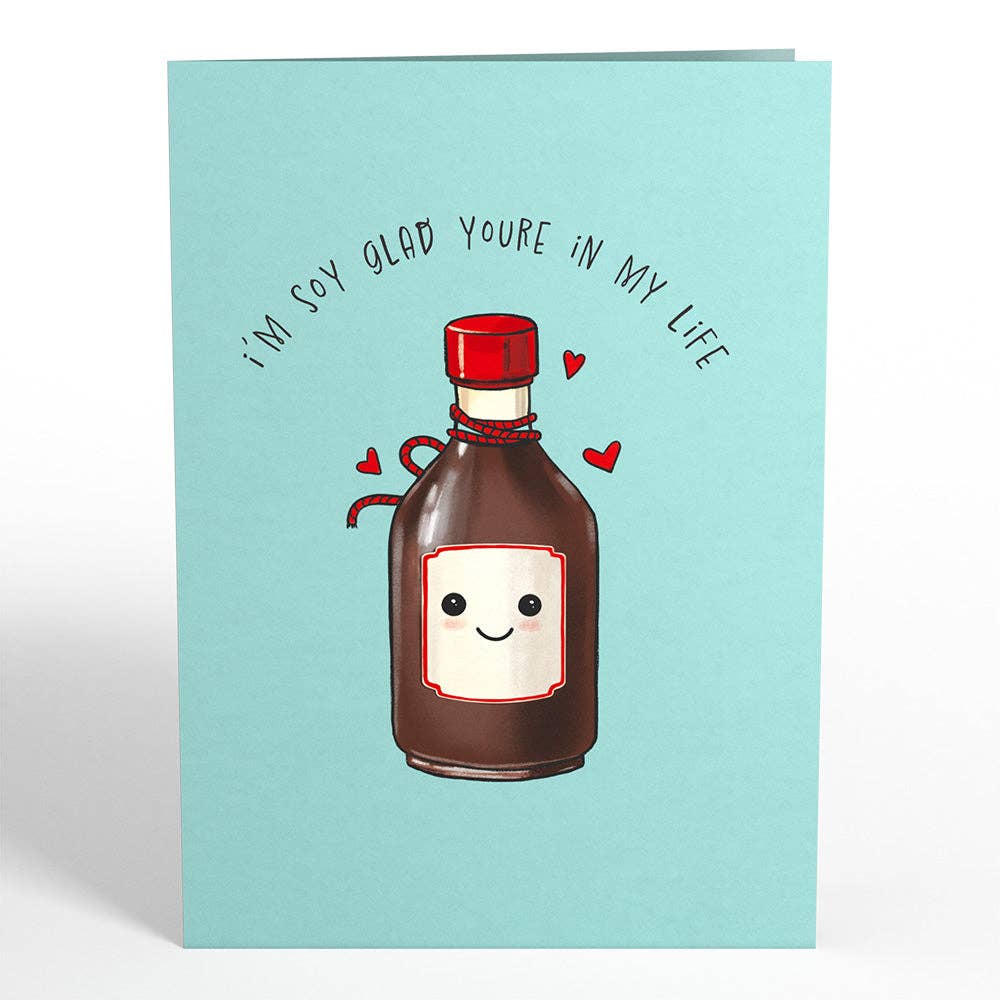 Sushi card cover with smiling soy sauce bottle
