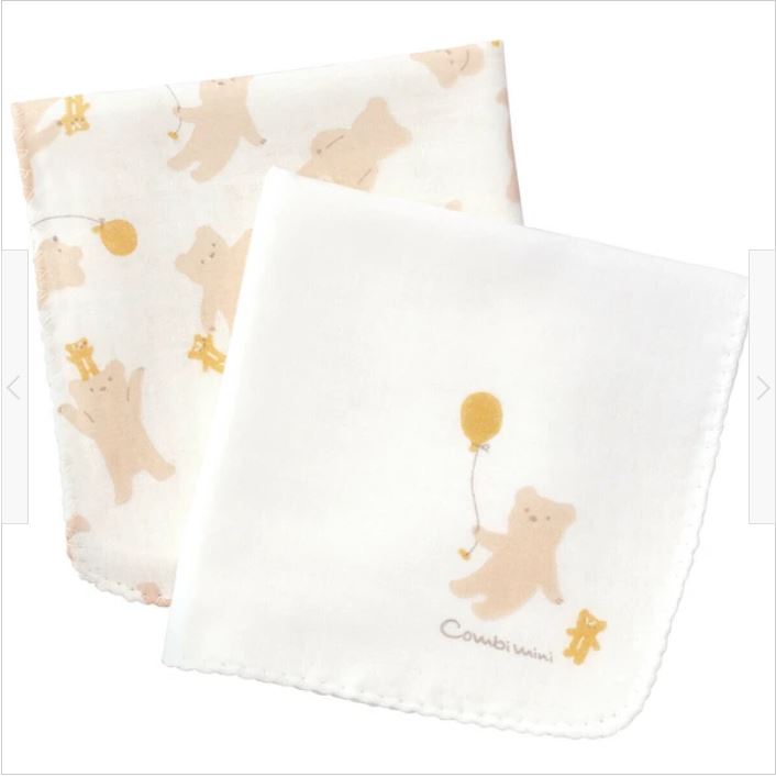 Double Gauze Baby Handkerchiefs – 2 pcs (Yuru Kuma Pattern)