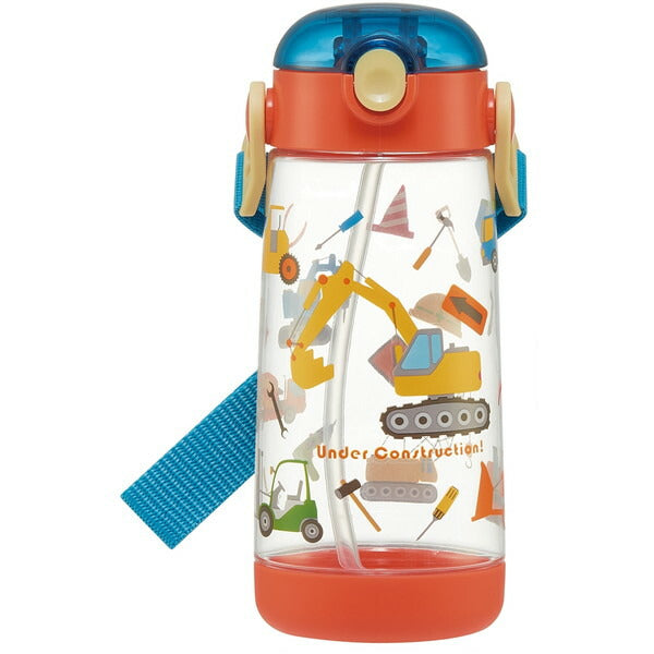 SKATER Lightweight Straw Bottle with Shoulder Strap (480ml) - Construction Site