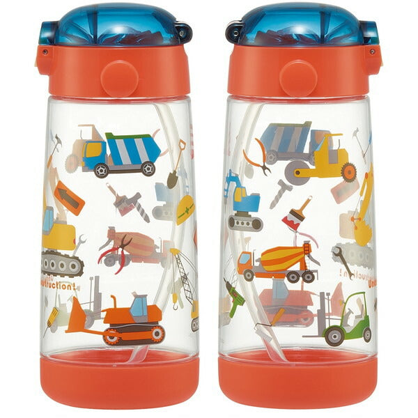 SKATER Lightweight Straw Bottle with Shoulder Strap (480ml) - Construction Site