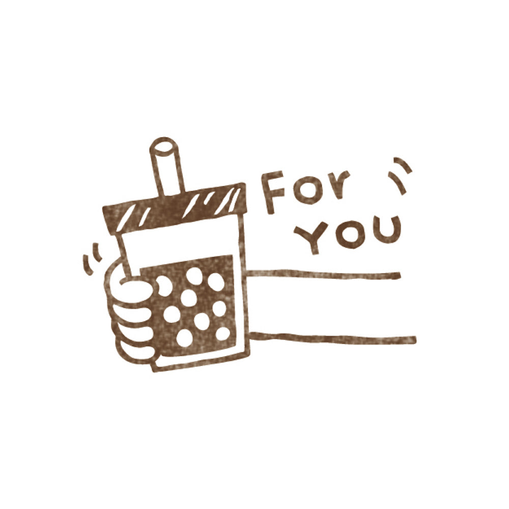 Wooden DIY Stamp Seal Postcard - Bubble Milk Tea