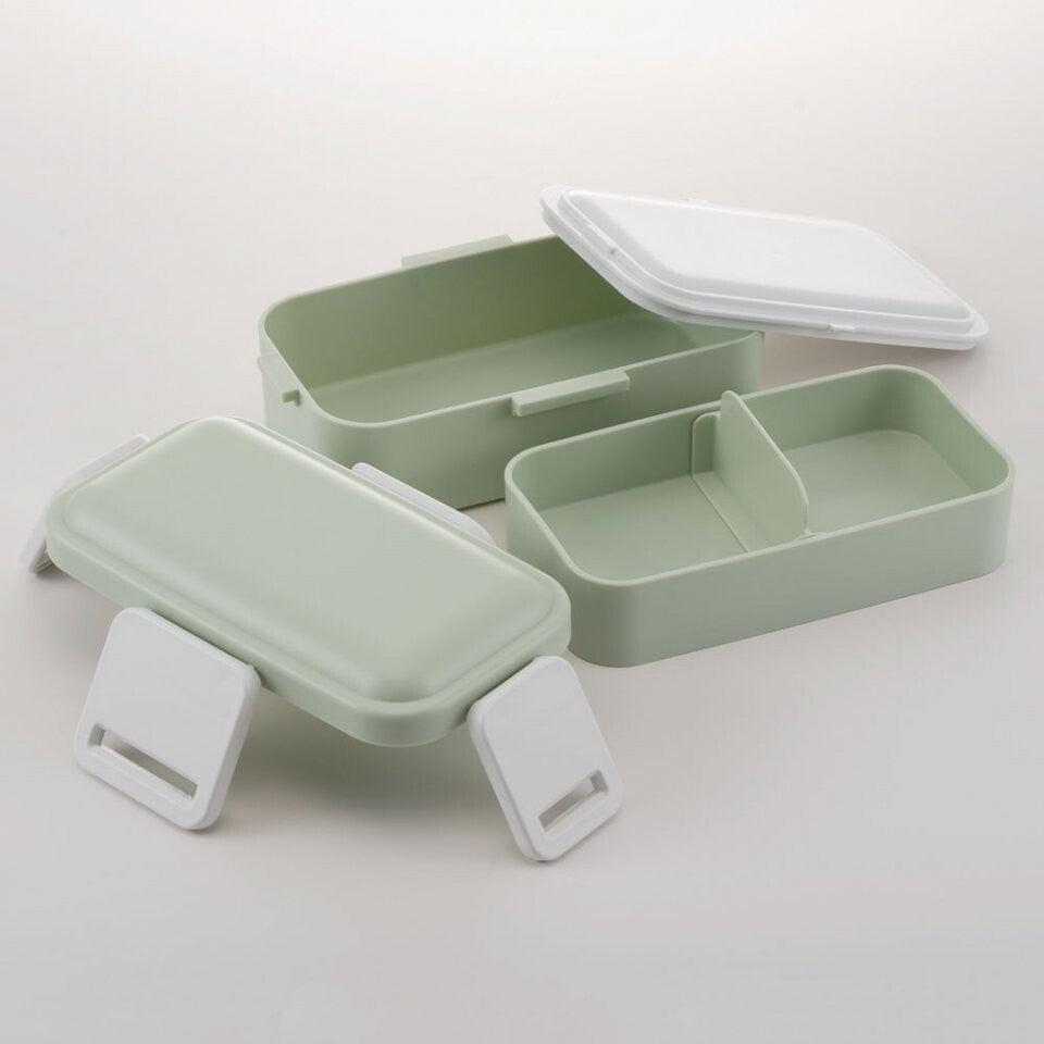 Antibacterial 2-Tier Lunch Box – Soft Green (600ml)