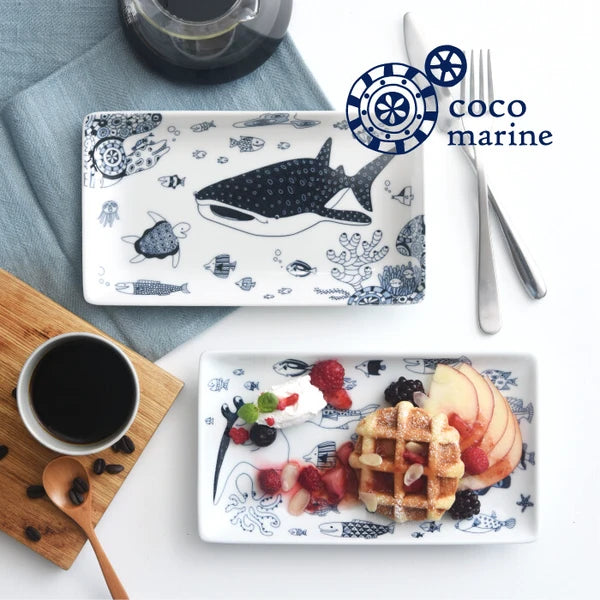 Natural69 Coco Marine 系列 日本波佐見燒長方形盤 | 9"