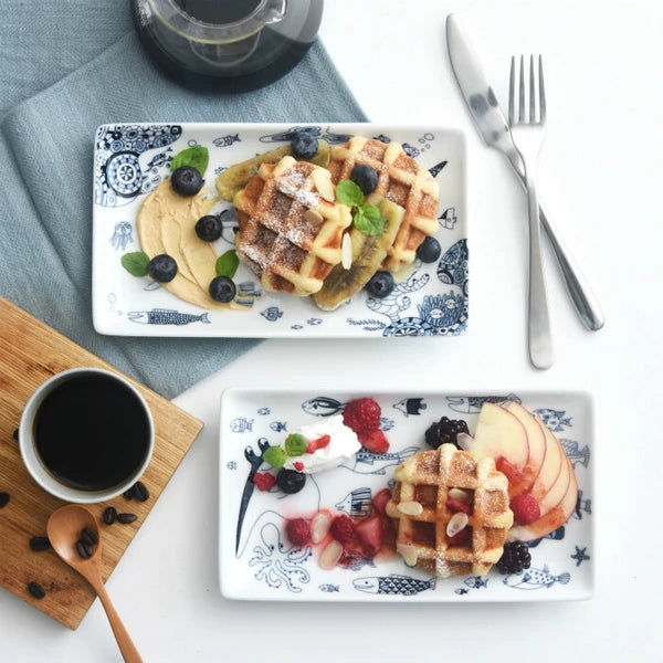 Natural69 Coco Marine 系列 日本波佐見燒長方形盤 | 9"