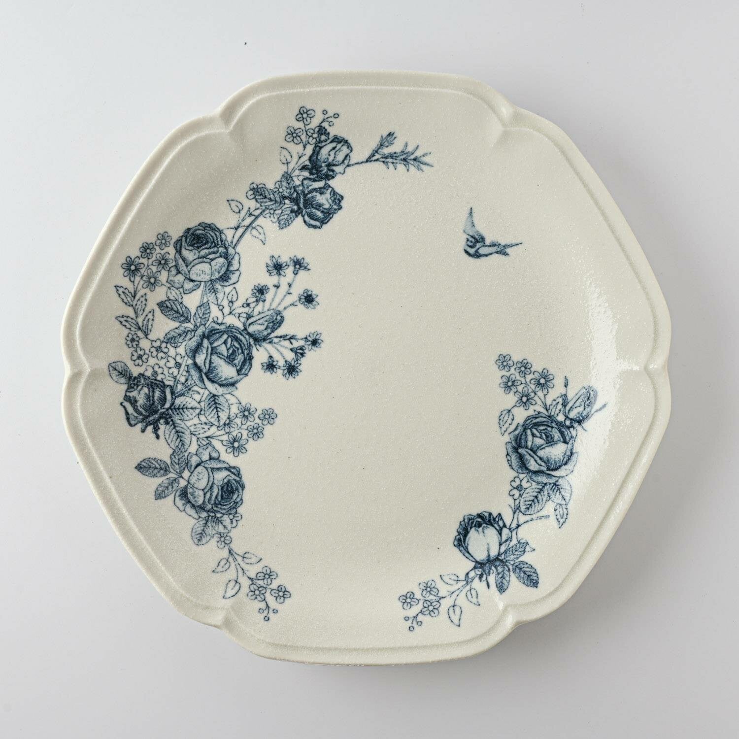Japanese Mino Ware Vintage Rose Serving Plate – 9.5"