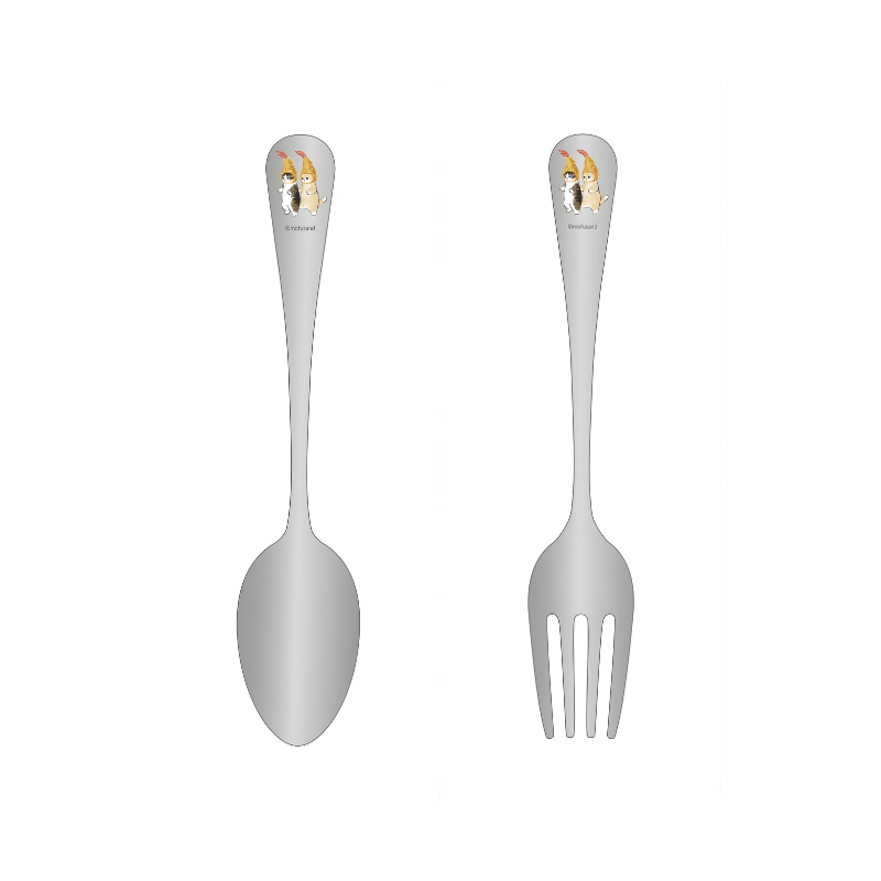 Mofusand Stainless Steel Fork & Spoon Set for Kids