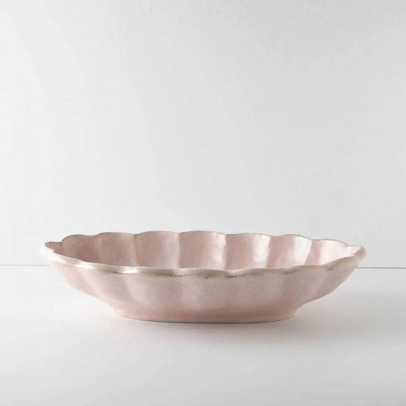 Rokuro Mino Ware Oval Plate 日本小兵橢圓花盤 - Peach