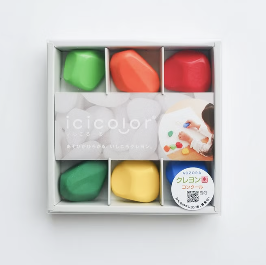 日本AOZORA ICICOLOR 滾滾石兒童安全蠟筆(6色)