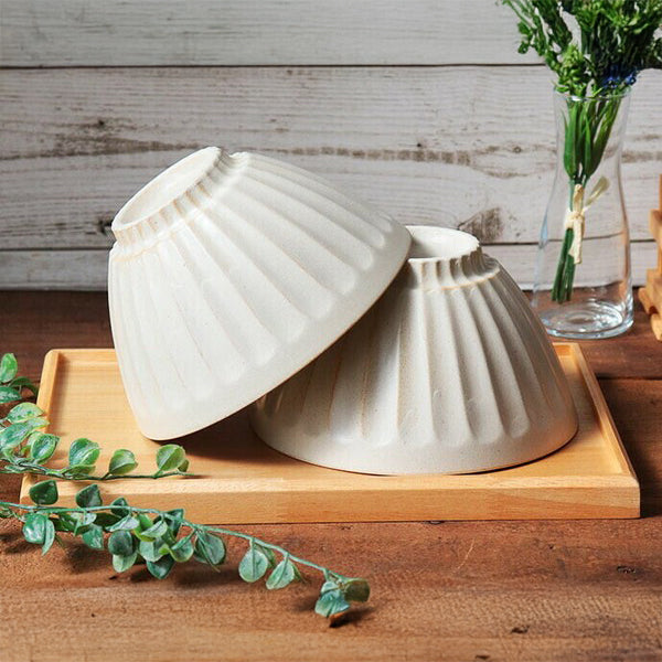 Japanese Mino Ware 6.7" Shinogi Donburi Bowl 2-Piece Set