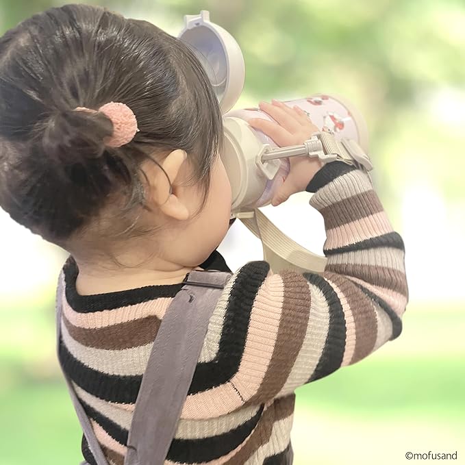 Stainless Steel One-Push Bottle with Carrier 700ml - Mofusand Kitten