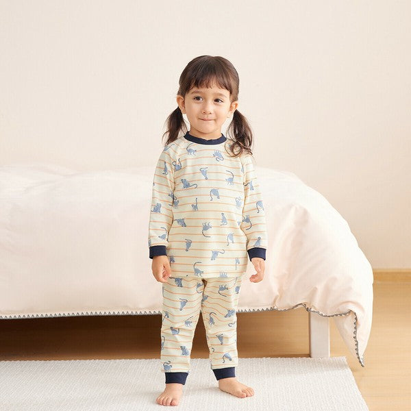 Smooth Cotton Pajamas with Stretchy Belly Waistband – Ring-Tailed Lemur