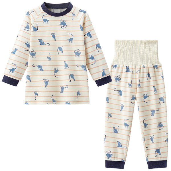 Smooth Cotton Pajamas with Stretchy Belly Waistband – Ring-Tailed Lemur