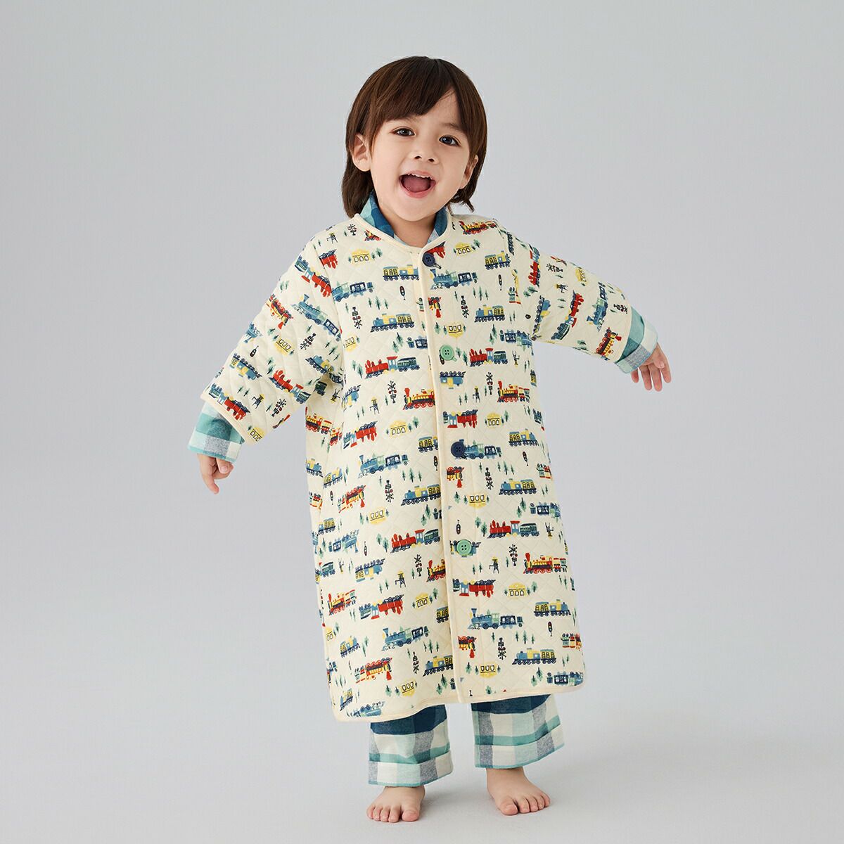 Warm Quilted Wearable Gown Sleeper – Forest Train