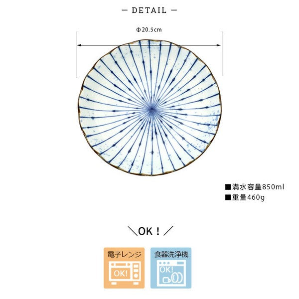Japanese Mino Ware 8" Jyuso Flower-Rim Main Plate 3-Piece Set