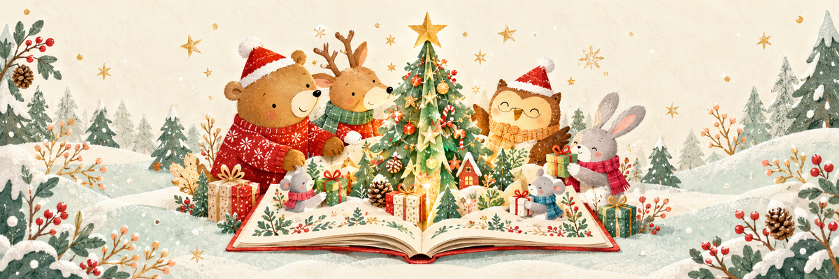 Woodland friends discover a pop-up Christmas tree for the ages 3–6 holiday book gift collection