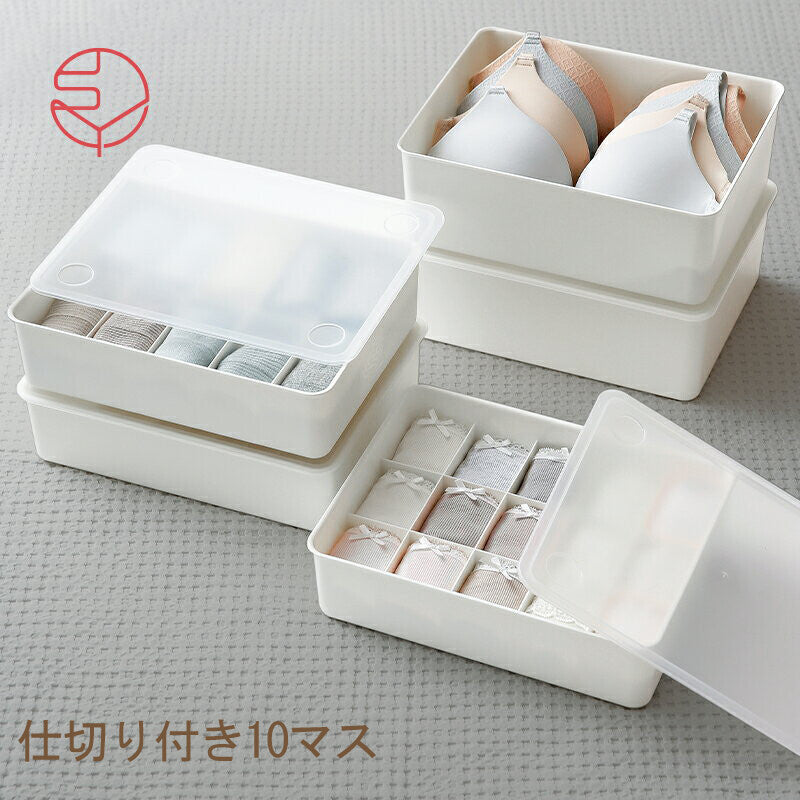 Underwear Storage Bin With Lids, Set of 3 日本霜山多功能貼身衣物分隔收納組