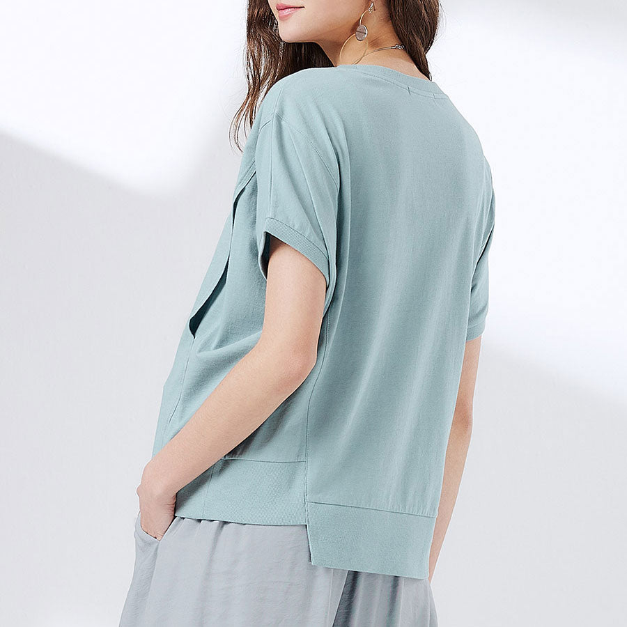 Asymmetric Maternity & Nursing Top 不規則剪接孕哺罩衫 (灰藍)