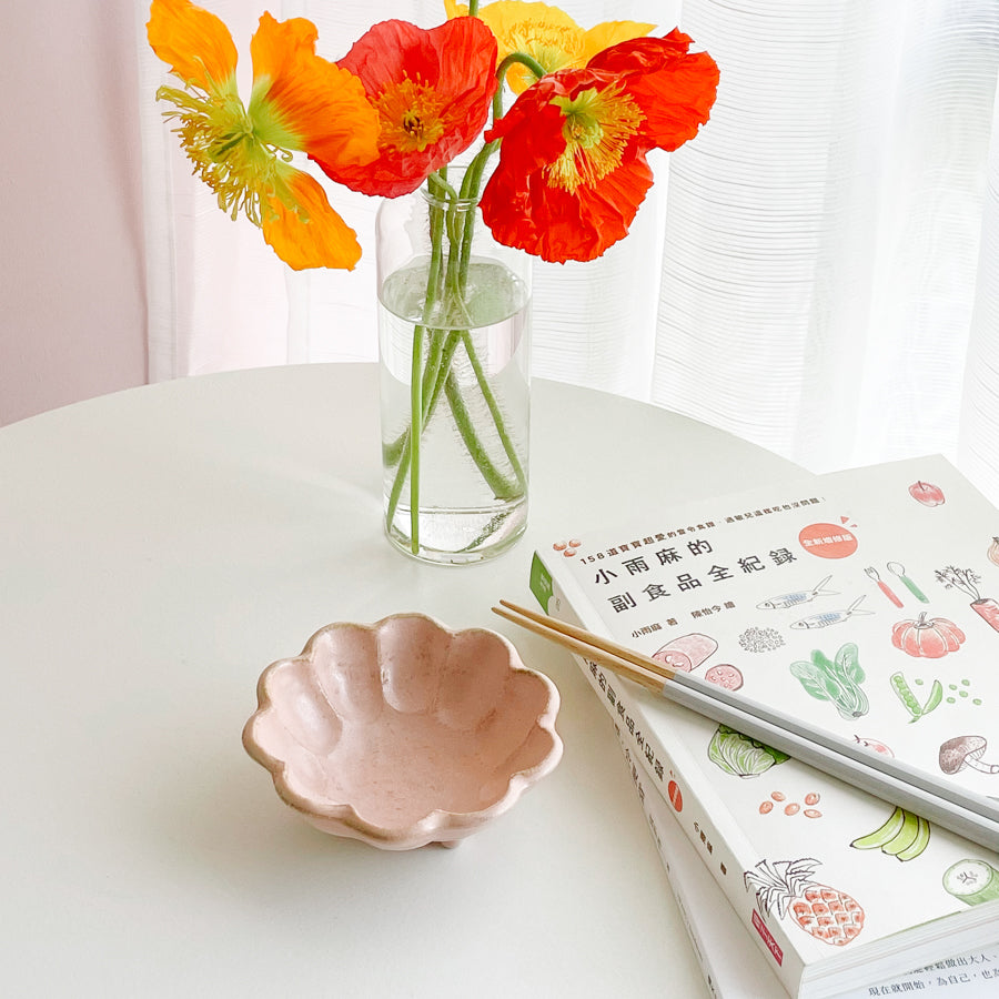 Rokuro Mino Ware Round Deep Plate 日本小兵粉引花缽 - Peach