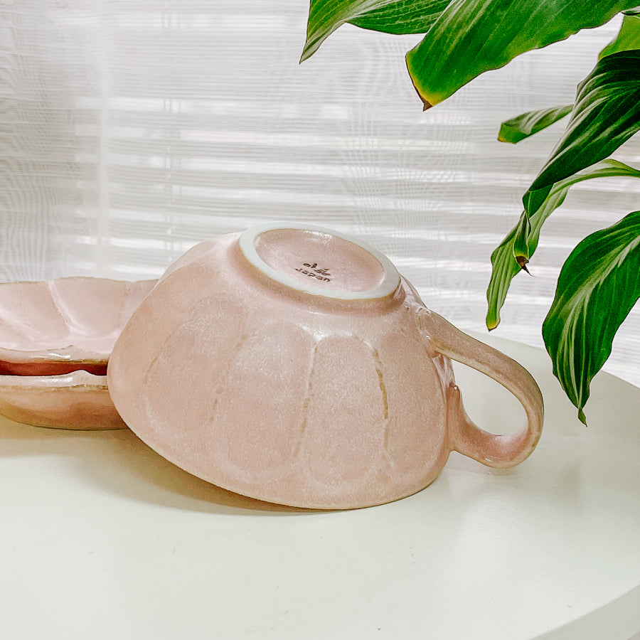 Rokuro Mino Ware Soup Cup 日本小兵粉引湯杯碗 - Peach