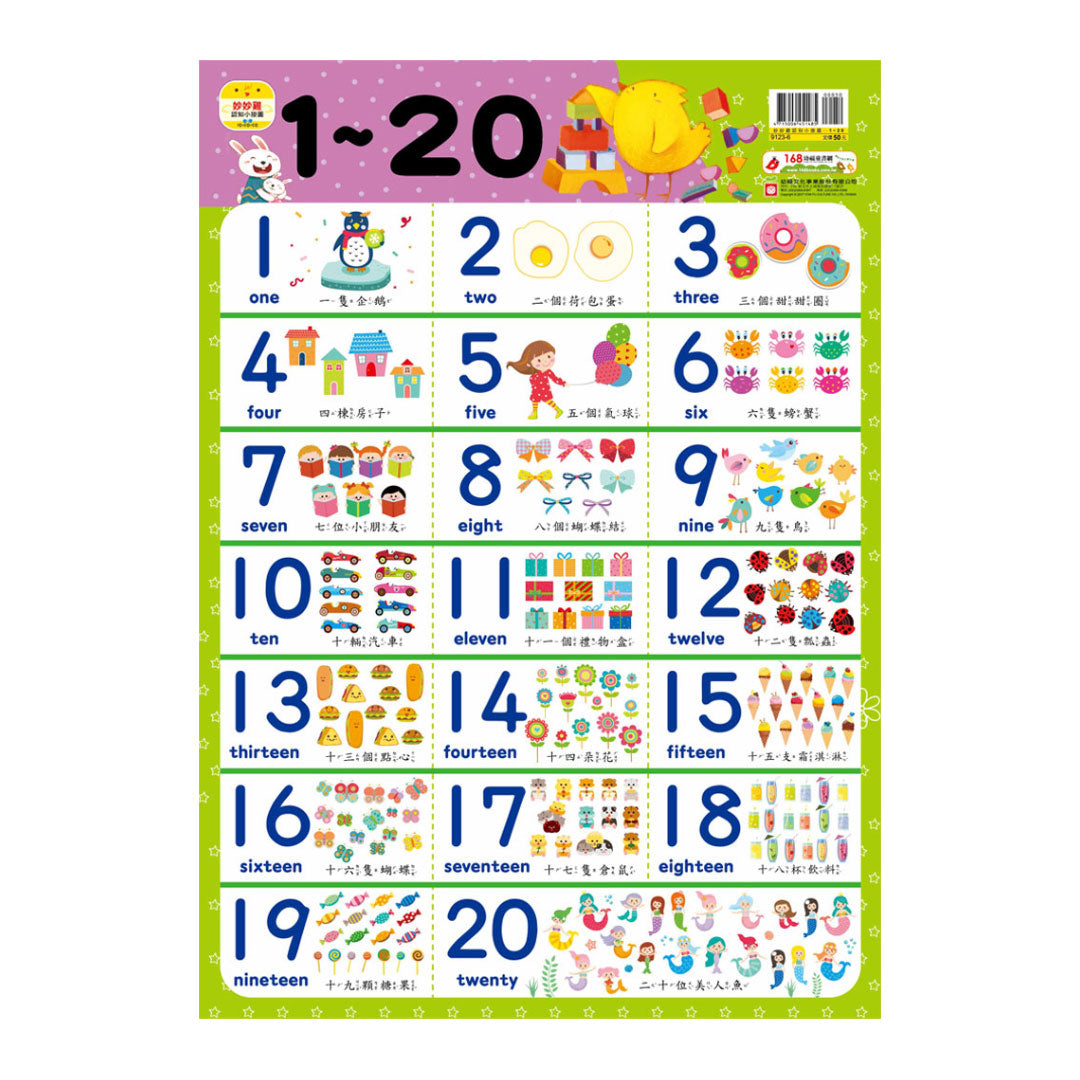 妙妙雞認知小掛圖:1~20