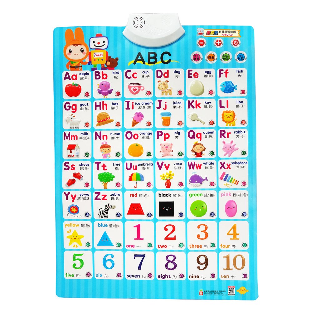 忍者兔3D立體觸控有聲學習掛圖:ABC