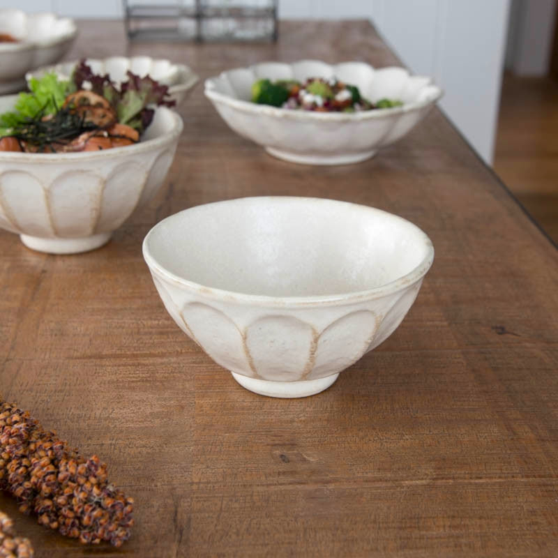 Rokuro Mino Ware Bowl 日本小兵粉引碗 - Off White (2 Size Options)