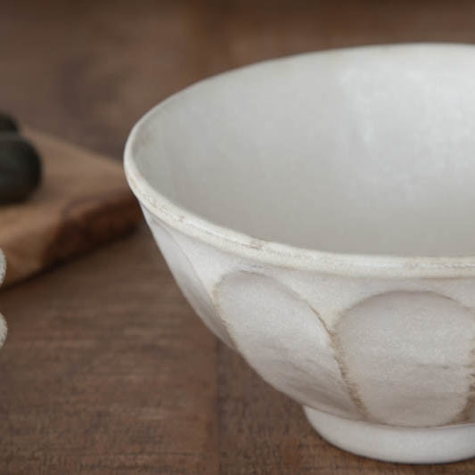 Rokuro Mino Ware Bowl 日本小兵粉引碗 - Off White (2 Size Options)