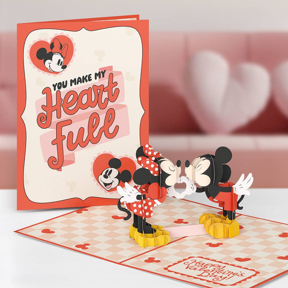Mickey and Minnie pop-up card displayed with its cover