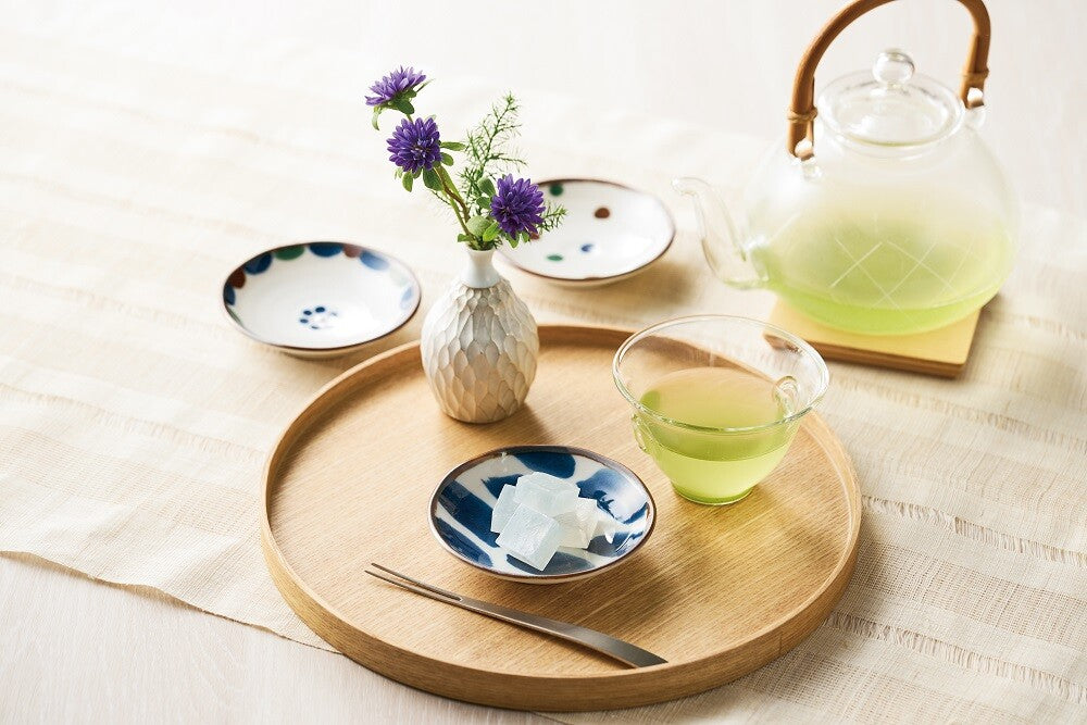 Japanese Chura 6-Piece Small Plate & Glass Bowl Wooden Gift Set