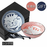 Maneki Neko Donburi Ramen Bowl Gift Set with Soup Spoons – Set of 2