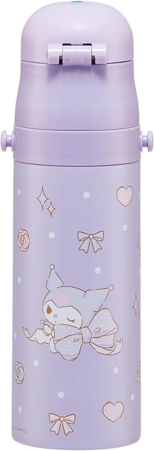 Kuromi Stainless Steel Flask Water Bottle with Shoulder Strap (470ml)