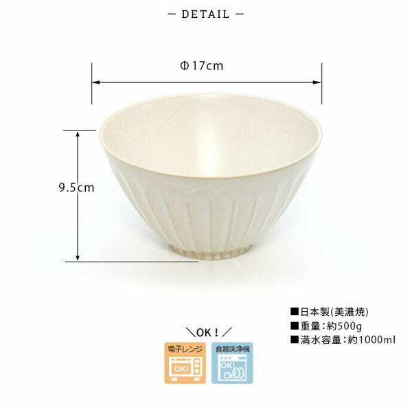 Japanese Mino Ware 6.7" Shinogi Donburi Bowl 2-Piece Set