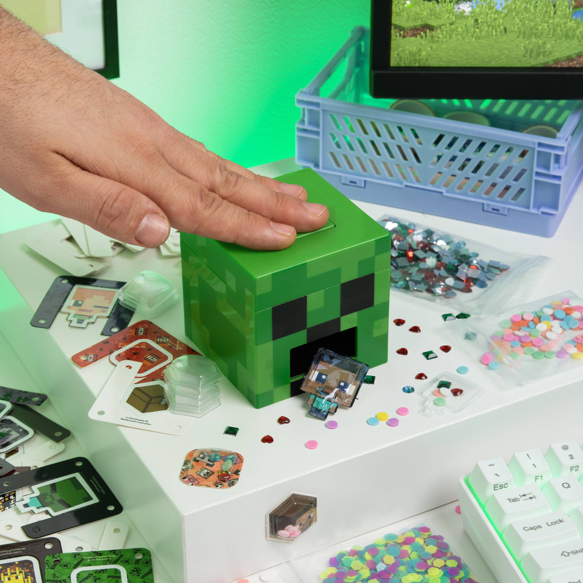 Minecraft 3D sticker maker in use on a craft table