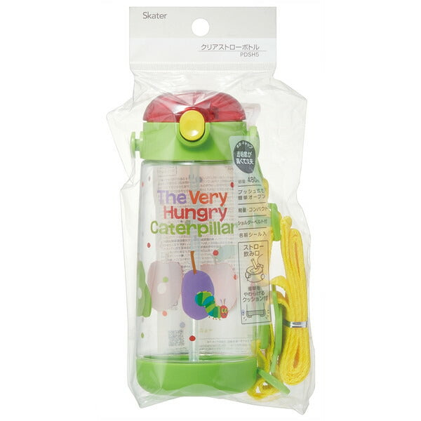 SKATER Lightweight Straw Bottle with Shoulder Strap (480ml) - The Very Hungry Caterpillar