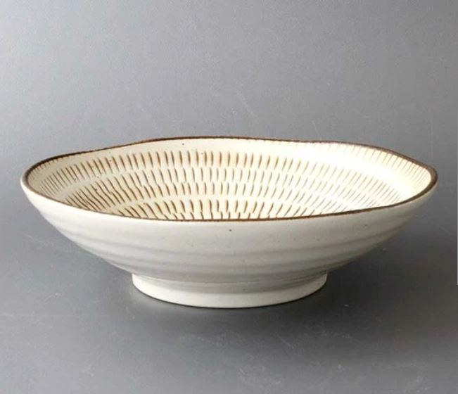Japanese Mino Ware Deep Serving Bowl - 6.7" Set of 3