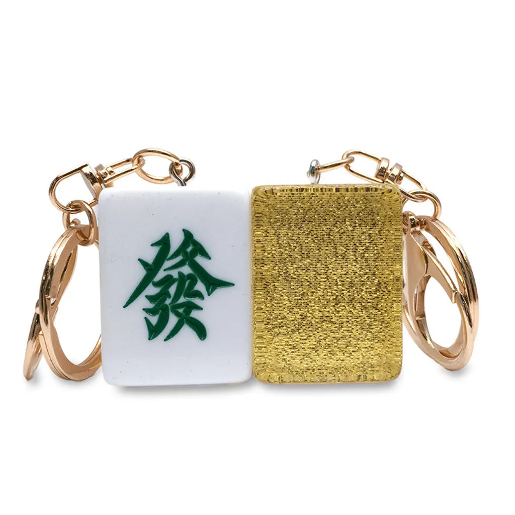 Mahjong Tile Keychain – Green Dragon (Fa)