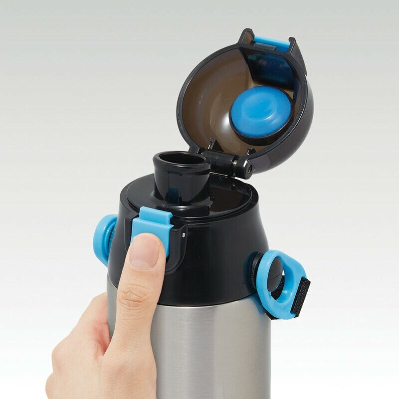 SKATER Ultralight Stainless Steel Flask Water Bottle with Shoulder Strap - Pokemon (580ml)