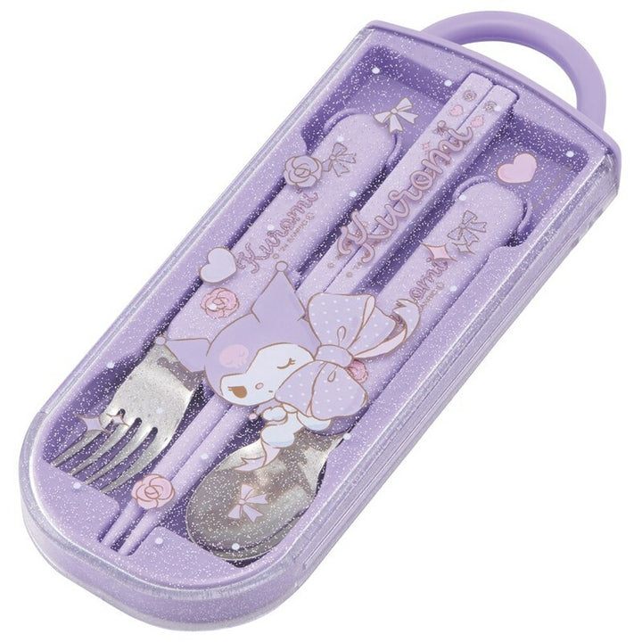 Skater Stainless Steel Portable Cutlery Trio Set - Kuromi