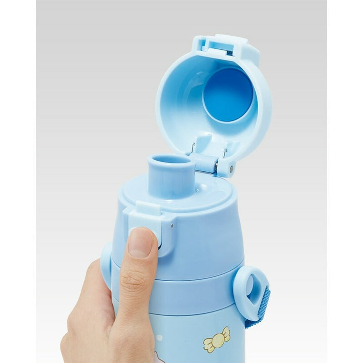 SKATER Stainless Steel Flask Water Bottle with Shoulder Strap - Cinnamoroll Big Ribbon (470mL)