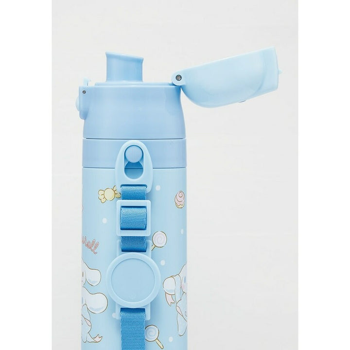 SKATER Stainless Steel Flask Water Bottle with Shoulder Strap - Cinnamoroll Big Ribbon (470mL)