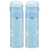 SKATER Stainless Steel Flask Water Bottle with Shoulder Strap - Cinnamoroll Big Ribbon (470mL)