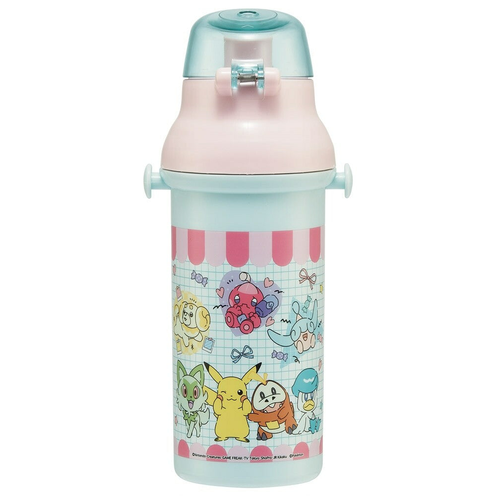 Antibacterial Flask Water Bottle with Carry Strap (480ml) - Pokemon