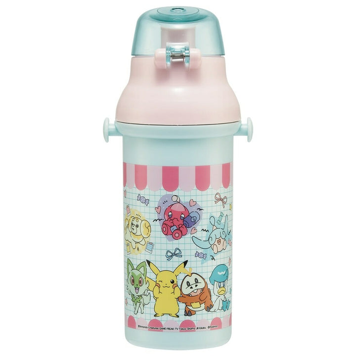Antibacterial Flask Water Bottle with Carry Strap (480ml) - Pokemon