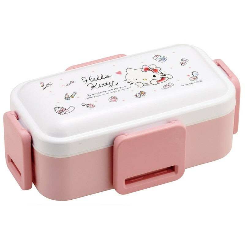 2-Tier Divided Antibacterial Lunch Box (600ml) - Hello Kitty Watercolor