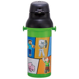 Antibacterial Flask Water Bottle with Carry Strap (480ml) - Minecraft