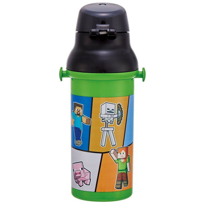 Antibacterial Flask Water Bottle with Carry Strap (480ml) - Minecraft