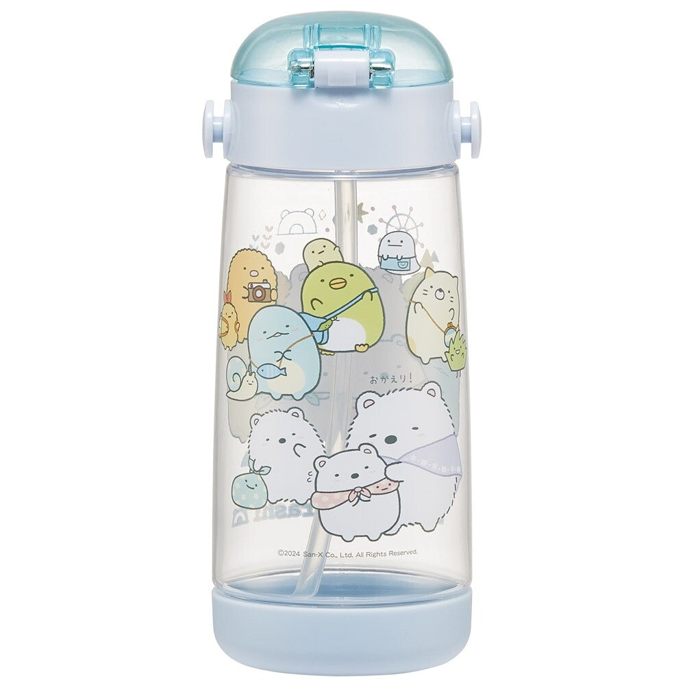 SKATER Lightweight Straw Bottle with Shoulder Strap (480ml) - Sumikko Gurashi
