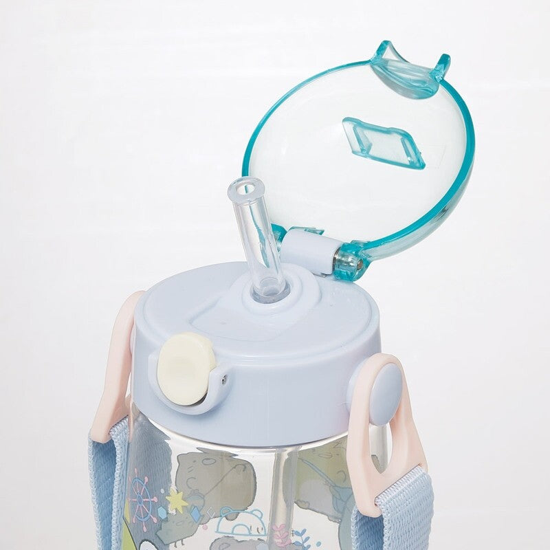 SKATER Lightweight Straw Bottle with Shoulder Strap (480ml) - Sumikko Gurashi
